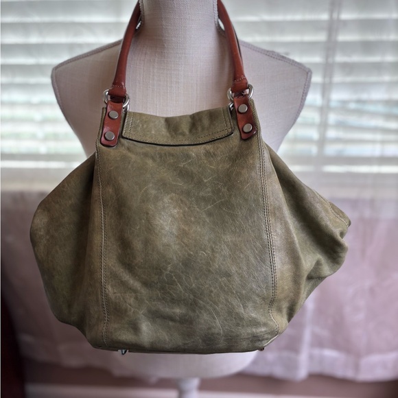 Sundance Olive Green Distressed  Leather Hobo Shoulder Bag - Picture 6 of 15